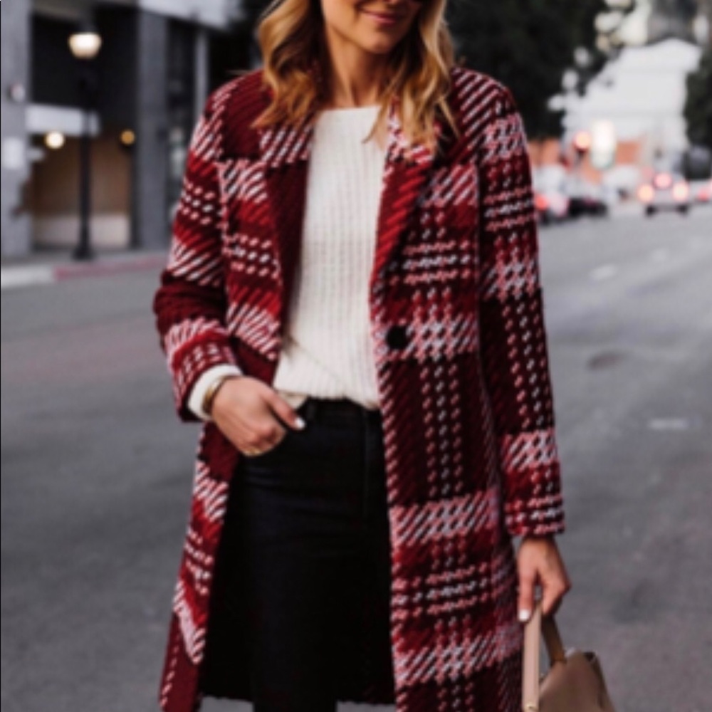 Express Tweed Checked Coat
